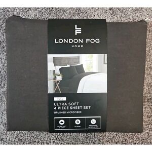 London Fog Home Black Ultra Soft 4 Pc Sheet Set Full Size NWT